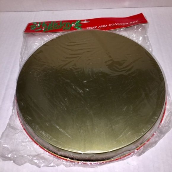 Holiday Bear Round Tray And 4-Coaster Set - Picture 5 of 5